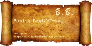 Buslig Boglárka névjegykártya